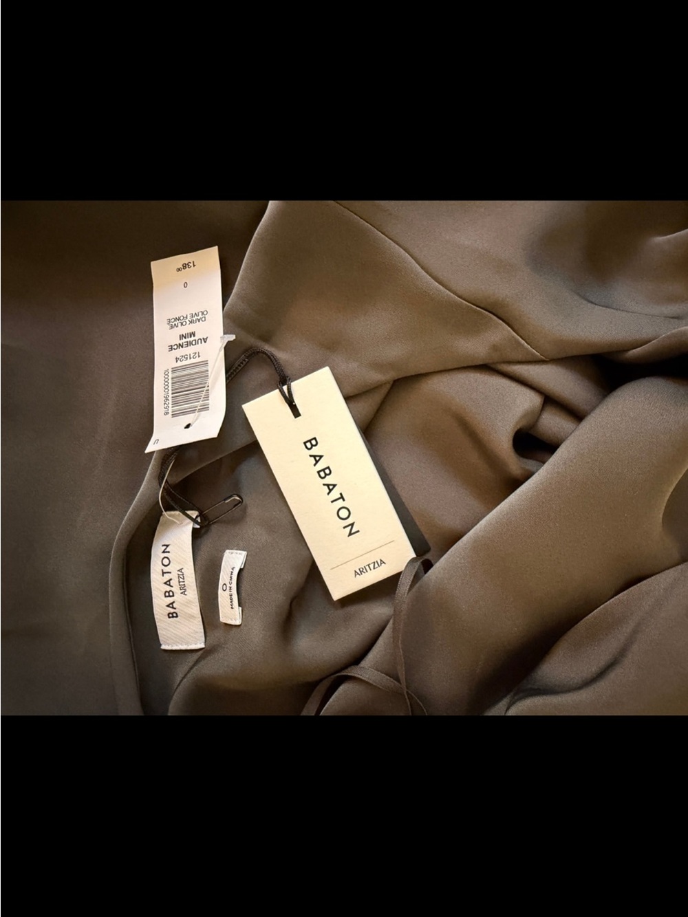 Aritzia Draped Halter Mini Dress in Olive Brown - Picture 3 of 4